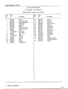 Door, Front Panel, Lint Filter Page 2 parts for Frigidaire Dryer 7348A from AppliancePartsPros.com