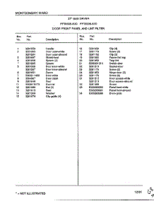 Gas Dryer-Door Front Panel-Lint Filter Page 2 parts for Frigidaire Dryer 8308-80D from AppliancePartsPros.com