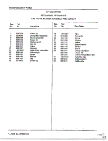 Gas Valve, Burner Assembly And Sensor Page 2 parts for Frigidaire Dryer 8338B from AppliancePartsPros.com