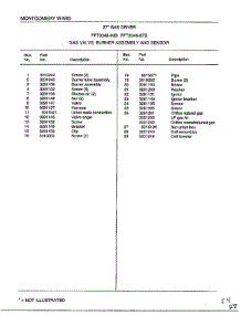 Gas Valve, Burner Assembly And Sensor Page 2 parts for Frigidaire Dryer 8348B from AppliancePartsPros.com