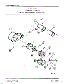 Motor, Fan Housing And Exhaust Duct parts for Frigidaire Dryer 8348B from AppliancePartsPros.com