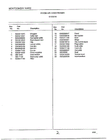 Room Air Conditioner Page 2 parts for Frigidaire Air Conditioner 5193004 from AppliancePartsPros.com