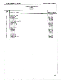 Air Conditioner Page 2 parts for Frigidaire Air Conditioner 5197A from AppliancePartsPros.com
