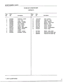 Room Air Cinditioner Page 2 parts for Frigidaire Air Conditioner 5367G from AppliancePartsPros.com