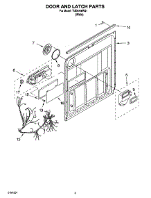 03 - Door And Latch Parts parts for Estate Dishwasher TUD8700RQ1 from AppliancePartsPros.com