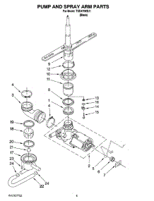 04 - Pump And Spray Arm Parts parts for Estate Dishwasher TUD4700SU1 from AppliancePartsPros.com