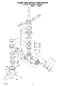 04 - Pump And Spray Arm parts for Estate Dishwasher TUD5700KB0 from AppliancePartsPros.com