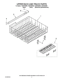 09 - Upper Rack And Track Parts parts for Estate Dishwasher TUD8700WS0 from AppliancePartsPros.com