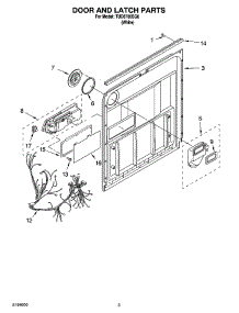 03 - Door And Latch Parts parts for Estate Dishwasher TUD8700SQ0 from AppliancePartsPros.com