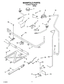 03 - Manifold parts for Estate Range TGP310LW0 from AppliancePartsPros.com