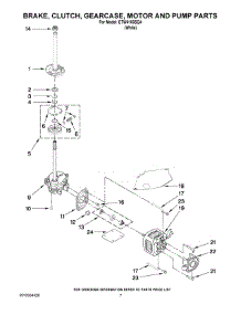 04 - Brake, Clutch, Gearcase, Motor And Pump Parts parts for Estate Washer ETW4100SQ4 from AppliancePartsPros.com