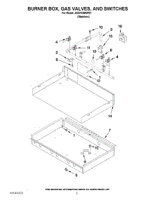 02 - Burner Box, Gas Valves, And Switches parts for Jenn-Air Cooktop JGCP436WP01 from AppliancePartsPros.com
