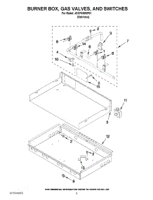 02 - Burner Box, Gas Valves, And Switches parts for Jenn-Air Cooktop JGCP430WP01 from AppliancePartsPros.com