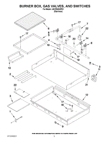 02 - Burner Box, Gas Valves, And Switches parts for Jenn-Air Cooktop JGCP536WP01 from AppliancePartsPros.com