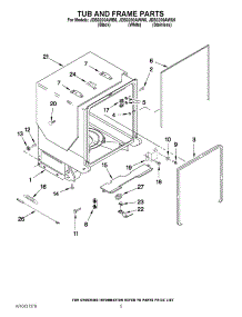 05 - Tub And Frame Parts parts for Jenn-Air Dishwasher JDB3200AWW5 from AppliancePartsPros.com