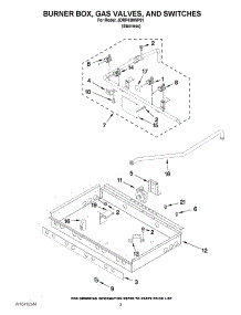 02 - Burner Box, Gas Valves, And Switches parts for Jenn-Air Range JDRP430WP01 from AppliancePartsPros.com