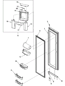 16 - Refrigerator Door parts for Jenn-Air Refrigerator JCD2292HTB from AppliancePartsPros.com