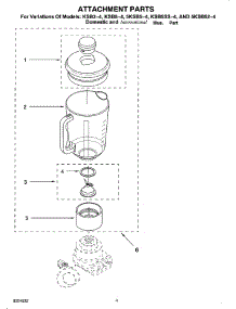 02 - Attachment Parts - Parts List parts for Kitchenaid Blender KSB3-4 from AppliancePartsPros.com