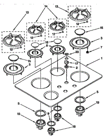 Cooktop, Burner And Grate parts for Kitchenaid Cooktop KDDT07BAL0 from AppliancePartsPros.com