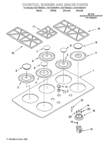 Cooktop, Burner And Grate parts for Kitchenaid Cooktop KGCT366GBT1 from AppliancePartsPros.com
