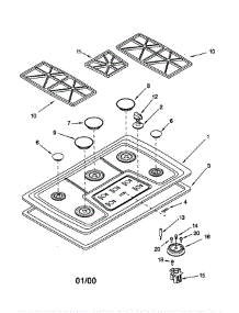 Cooktop / Burner / Grate parts for Kitchenaid Cooktop KGCS166GBL1 from AppliancePartsPros.com