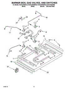 02 - Burner Box, Gas Valves, And Switches parts for Kitchenaid Cooktop KGCS105GWH05 from AppliancePartsPros.com