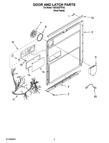 03 - Door And Latch Parts parts for Kitchenaid Dishwasher KUDU03FTPA3 from AppliancePartsPros.com