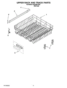 09 - Upper Rack And Track Parts parts for Kitchenaid Dishwasher KUDC03FTSS2 from AppliancePartsPros.com