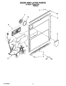 03 - Door And Latch Parts parts for Kitchenaid Dishwasher KUDX03FTSS2 from AppliancePartsPros.com