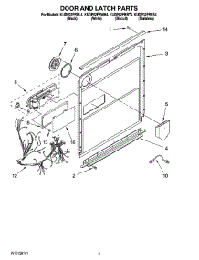 03 - Door And Latch Parts parts for Kitchenaid Dishwasher KUDP02FRWH4 from AppliancePartsPros.com