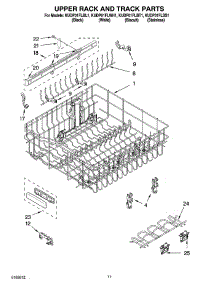 09 - Upper Rack And Track Parts parts for Kitchenaid Dishwasher KUDP01FLBT1 from AppliancePartsPros.com