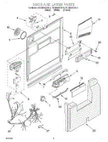 03 - Door And Latch parts for Kitchenaid Dishwasher KUDM24SEAL2 from AppliancePartsPros.com