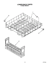 12 - Lower Rack parts for Kitchenaid Dishwasher KUDI220T6 from AppliancePartsPros.com