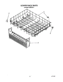 12 - Lower Rack parts for Kitchenaid Dishwasher KUDB220T1 from AppliancePartsPros.com