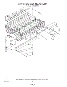 11 - Upper Rack And Track parts for Kitchenaid Dishwasher KUDA220TWH2 from AppliancePartsPros.com