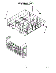 12 - Lower Rack parts for Kitchenaid Dishwasher KPDI620T2 from AppliancePartsPros.com