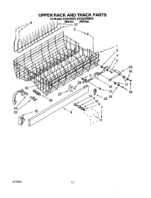 10 - Upper Rack And Track parts for Kitchenaid Dishwasher KUDA23SBWH0 from AppliancePartsPros.com