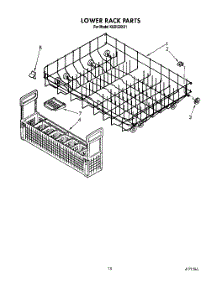 12 - Lower Rack parts for Kitchenaid Dishwasher KUDI22XX1 from AppliancePartsPros.com
