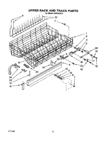 11 - Upper Rack And Track parts for Kitchenaid Dishwasher KUDA22ST5 from AppliancePartsPros.com