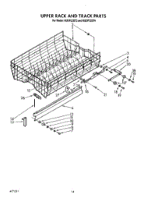 11 - Upper Rack And Track parts for Kitchenaid Dishwasher KUDP22ST3 from AppliancePartsPros.com