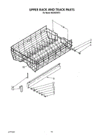 11 - Upper Rack And Track parts for Kitchenaid Dishwasher KUDB220T0 from AppliancePartsPros.com