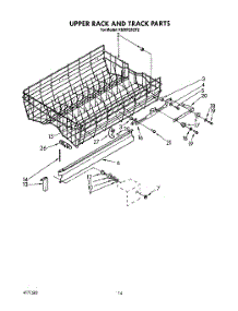 11 - Upper Rack And Track parts for Kitchenaid Dishwasher KUDP22GT2 from AppliancePartsPros.com