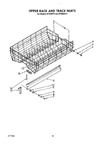 11 - Upper Rack And Track parts for Kitchenaid Dishwasher KPDI620T3 from AppliancePartsPros.com