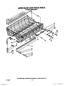 11 - Upper Rack And Track parts for Kitchenaid Dishwasher KUDA220TWH3 from AppliancePartsPros.com