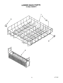 12 - Lower Rack parts for Kitchenaid Dishwasher KUDB220T6 from AppliancePartsPros.com