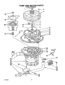 05 - Pump And Motor parts for Kitchenaid Dishwasher KPDI620T6 from AppliancePartsPros.com