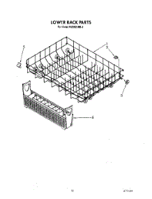 12 - Lower Rack parts for Kitchenaid Dishwasher KUDS21MS3 from AppliancePartsPros.com