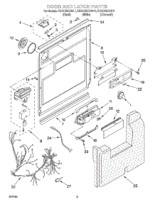 03 - Door And Latch parts for Kitchenaid Dishwasher KUDC25CHBT1 from AppliancePartsPros.com