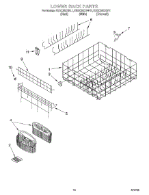 11 - Lower Rack parts for Kitchenaid Dishwasher KUDC25CHBT1 from AppliancePartsPros.com