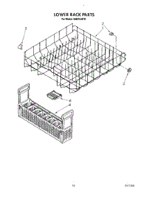 12 - Lower Rack parts for Kitchenaid Dishwasher KUDP22ST0 from AppliancePartsPros.com